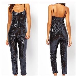 ASOS All Over Sequin Navy Blue Jumpsuit